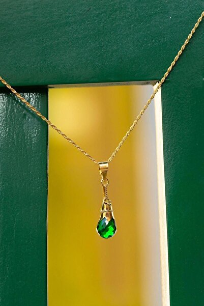 Bayar Gold 14 Ayar Altın Yeşil Nar Tanesi Kolye