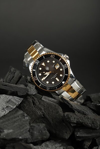 WATCHOFROYAL ريتشارد سيلفر جولد - ساعة يد من الفولاذ الأسود