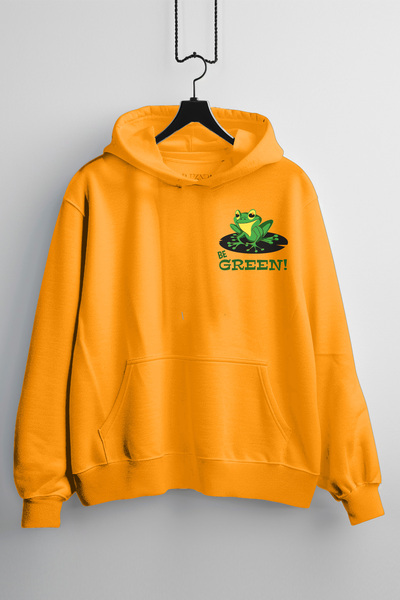 Zestia Φούτερ Unisex, με στάμπα Be Green, Κανονική εφαρμογή, 100% βαμβάκι, Πο...