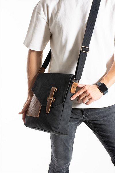 Fiyaka GK62 Μαύρη πάνινη τσάντα Messenger - Πολλαπλών κομματιών, Universite Casual, Τσάντα MacBook Tablet