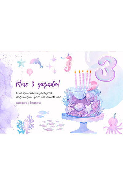 Mementoboxes Kişiye Özel Bebek Doğum Günü Davetiyesi 20 Adet (10x15 cm)