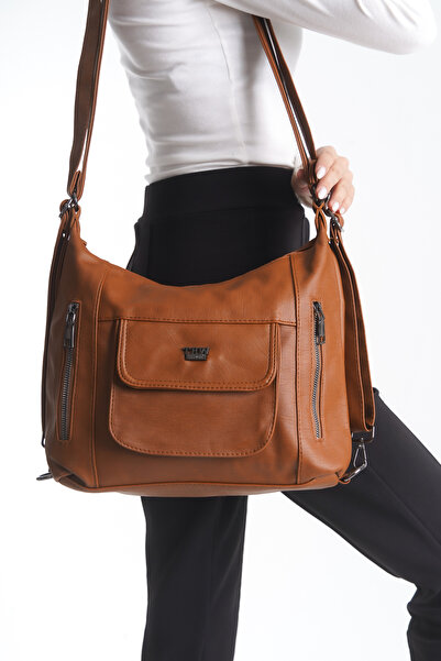 Solo Bag حقيبة ظهر نسائية من الجلد الناعم باللون البني للاستخدام اليومي