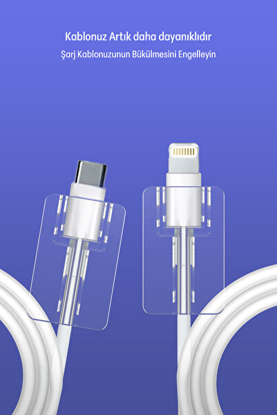 WANNA PROTECT Type-C - Lightning Iphone  Samsung Xiaomi Uyumlu Yumuşak Silikon Kablo Ucu Koruyucu