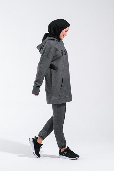 Plistre 1596_ Κεντημένο φούτερ Hijab Oversize Μεγάλο Μέγεθος Φαρδιά Εφαρμογή