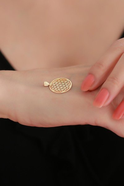 Bayar Gold 14 Ayar Altın Yaşam Çiçeği Kolye Ucu 1,7 cm