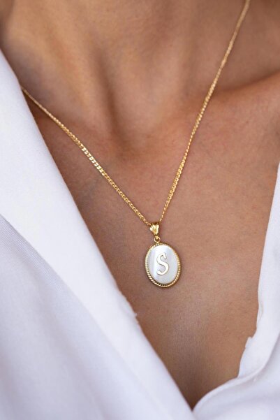 Bayar Gold 14 Ayar Altın S Harfli Sedef Kolye