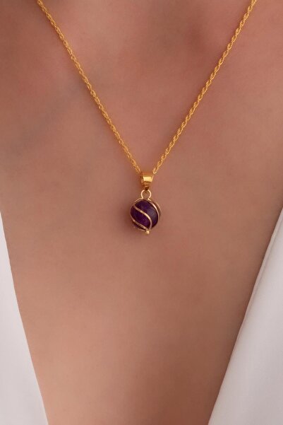 Bayar Gold 14 Ayar Altın Mor Kafesli Kolye