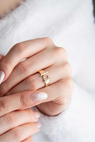 Bayar Gold 14 Ayar Altın Taşlı D Harf Yüzük