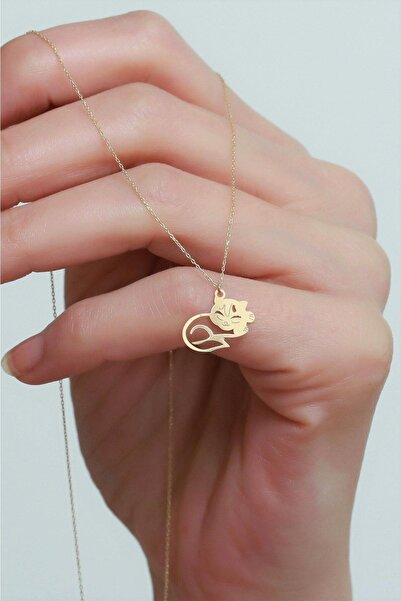 Bayar Gold 14 Ayar Altın Uyuyan Kedi Kolye