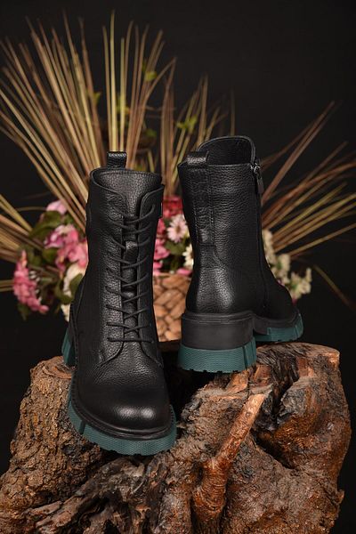 Mammamia Cizme de damă, negre, 100% piele naturală, iarnă, impermeabile, anti-alunecare, talpă din cauciuc, ușoare, stil confortabil