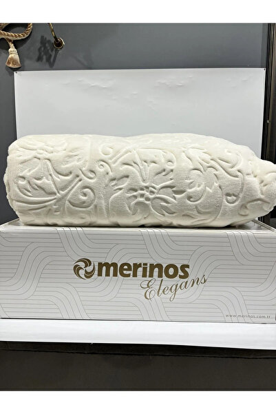 BEYAZTOPTAN Merinos Elegance Single Person Blanket Bone-Cream