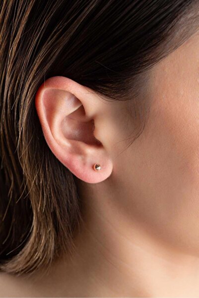 Bayar Gold 14 Ayar Altın Kalemli Top Küpe