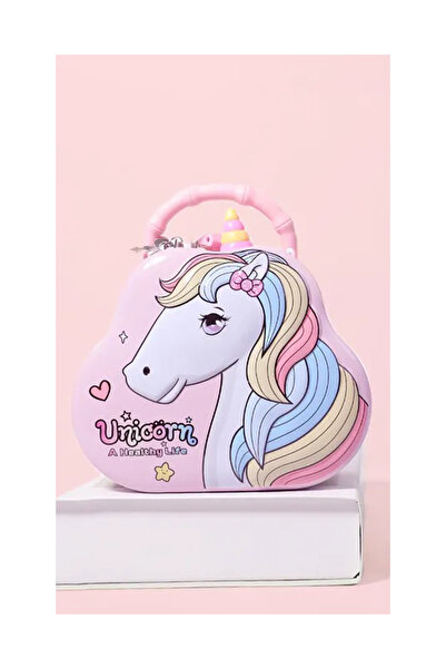 Genel Markalar Unicorn Modelli Metal Kumbara - Asma Kilitli, Dayanıklı Ve Şık Tasarım Pembe-