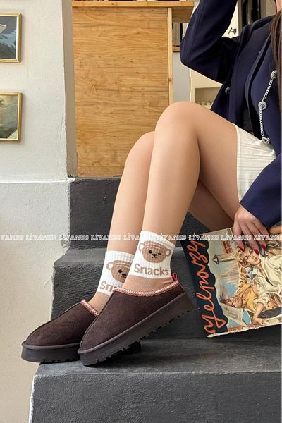 İncimoda Deep Ujj Suede Thick Sole Women's Boots with Fur Detail Inside