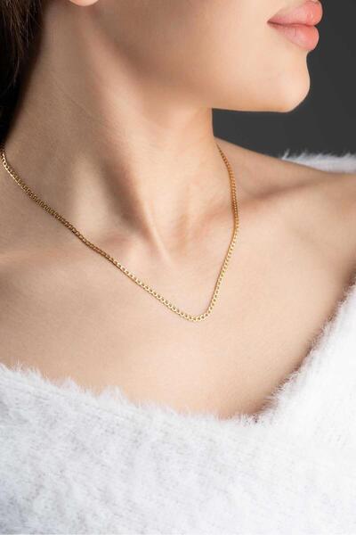 Bayar Gold 14 Ayar Altın Kalın Gurmet  Zincir Kolye 2 mm