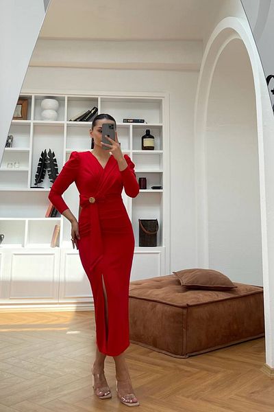 Neşeli Butik Women's Bow Detailed Lycra Pencil Dress Nbmy3565