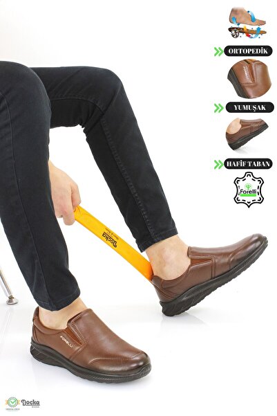Forelli Erkek Yumuşak Hakiki Deri Ortopedik Hafif Bağcıksız Günlük Ayakkabı F...