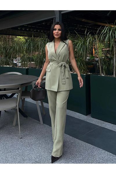 Bella Breeze Women's Belted Vest Pants Suit