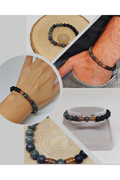 Yasamtohumu 8mm serpentin i oniks kamen unisex havajski model narukvice - (9766)