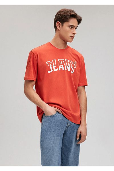Mavi Τζιν μπλουζάκι με στάμπα πορτοκαλί Loose Fit / Loose Relaxed Fit 0612008-85124