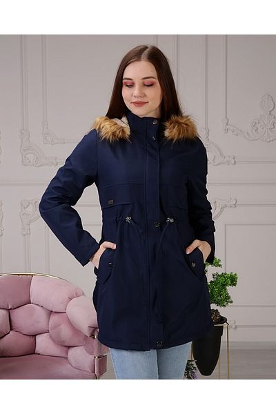 Vibeys Collection Navy Blue Sheepskin and Waterproof Winter Coat & Coat