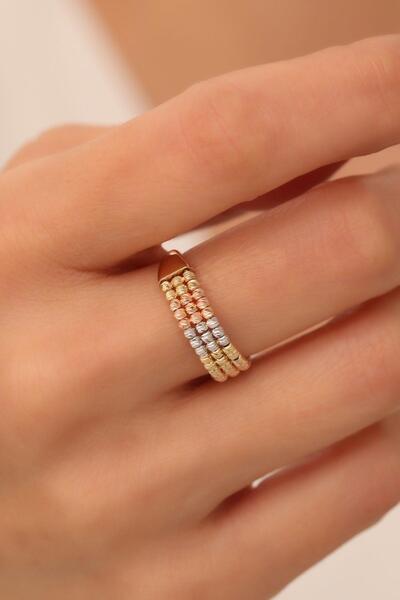 Bayar Gold 14 Ayar Altın Üç Sıra Dorika Yüzük