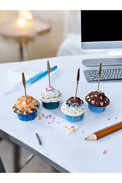 Perazayn 4'lü Mavi Tonları Cupcake Muffin Çikolata Kremşanti Süslü Hediyelik ...