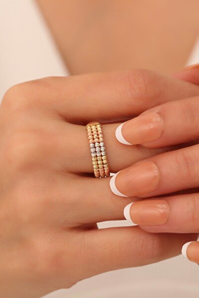 Bayar Gold 14 Ayar Altın Üç Sıra Dorika Yüzük