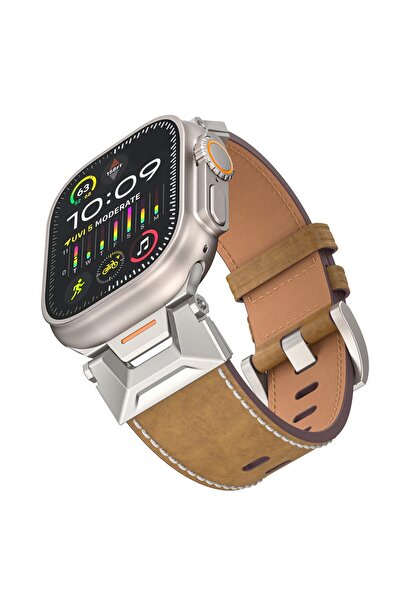WATCHOFROYAL Apple Saat Kordonu Light KAHVERENGİ Crazy Horse Ultra 2 49mm ban...
