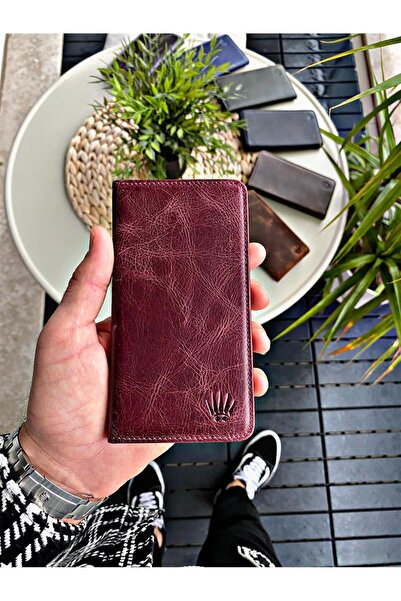 WATCHOFROYAL Hakiki Deri Cüzdan Bordo %100 Hakiki Deri 5 Kart Bölmeli Minimalist Cüzdan & Kartlık Mınıelegant