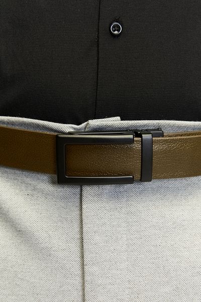 derikem Curea clasică pentru bărbați din piele de bivol 100% autentică, cu cataramă automată, maro deschis