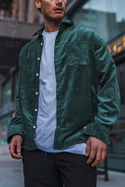 ROY501 Ανδρικό βελούδινο πουκάμισο Χοντρό χειμερινό πουκάμισο κοτλέ πουκάμισο