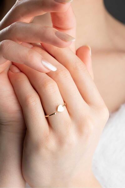 Bayar Gold 14 Ayar Altın Açık Tasarımlı Kalp Yüzük