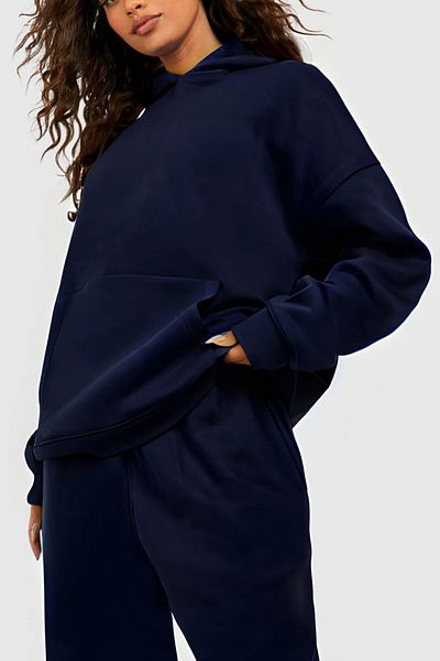 ruNadeS Women's 3 Thread Wide Fit Elastic Leg Hooded Tracksuit Set - Casual