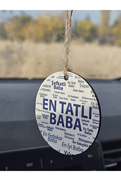 hebmeyy Ahşap En Tatlı Baba Babalar Gününe Özel  Araba Süsü Dikiz Aynası Süsü...
