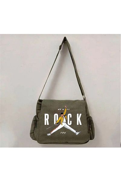 Aesthia Τσάντα Messenger με τα γράμματα Queen "We will rock you" -Mingalondon