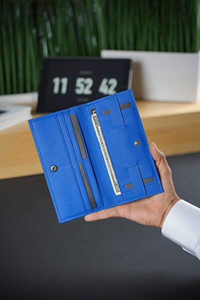 WATCHOFROYAL Πορτοφόλι από γνήσιο δέρμα Μπλε πορτοφόλι τηλεφώνου με 13 θήκες ...