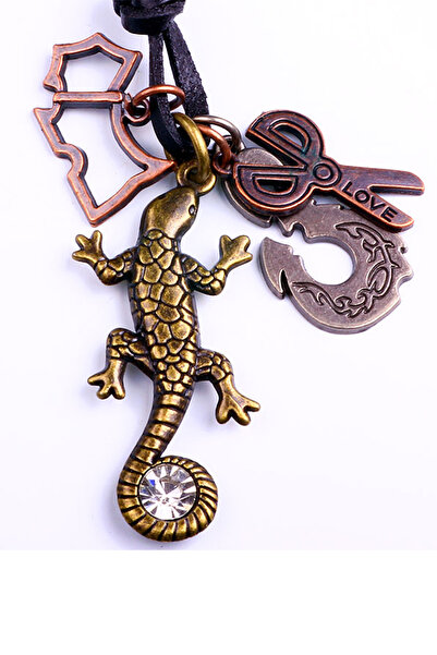 Generic Brand قلادة من الجلد قابلة للتعديل مع شكل كلب مقص سحلية من Gecko