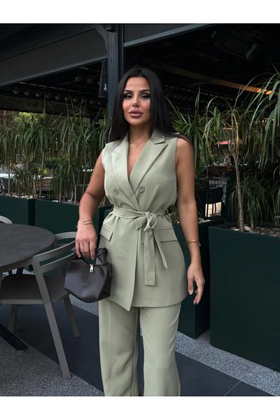 Bella Breeze Women's Belted Vest Pants Suit