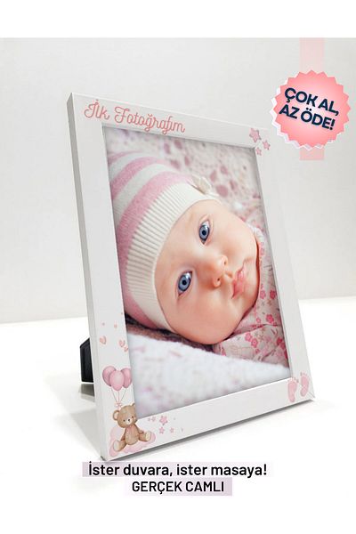 CreaWitch Primul meu cadou cadru concept foto pentru fetiță copil personalizat sticlă reală picior-pereți 13x18