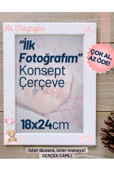 CreaWitch Primul meu cadou cadru concept foto pentru fetiță copil personalizat sticlă reală picior-pereți 18x24