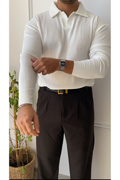 bonnline Polo Neck Triped Knitwear Sweat