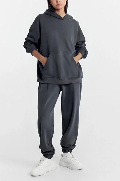 ruNadeS Women's Cotton Relaxed Fit Hooded Tracksuit Set with Elastic Legs - Casual
