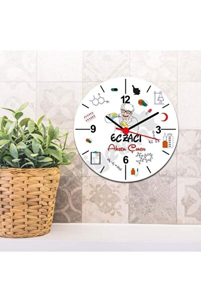 Hediyelen Eczacı Kırmızı Tasarım Duvar Saati