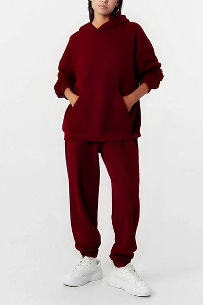 ruNadeS Women's Cotton Relaxed Fit Hooded Tracksuit Set with Elastic Legs - Casual