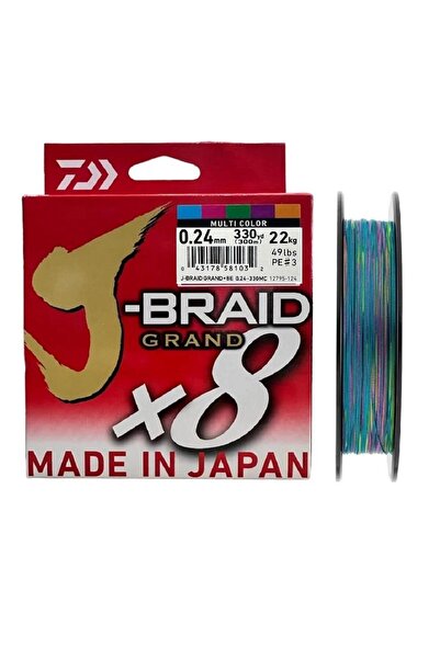 daiwa J-braid Grand 300m 0.24mm 8x خط صيد متعدد الألوان