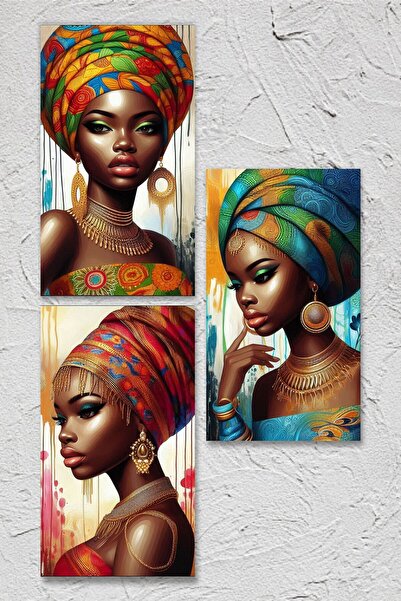 UNT Afrikalı Kadınlar Duvar Dekoru - Süsü, Ahşap Dekoratif Tablo 17x30 cm