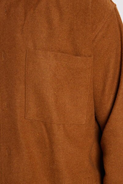 Tudors Men's Relax Fit Relax Cut Single Pocket Plain Winter Lumberjack Brown Shirt