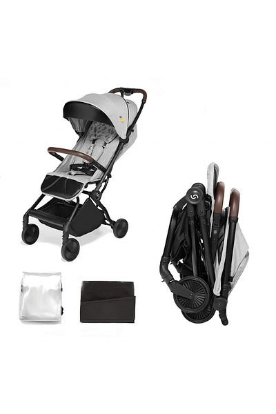 OEM Skiddou Espoo Normandic Dream Aeroplane Foldable Sports Stroller, Ultracompact For Travel, Gray
