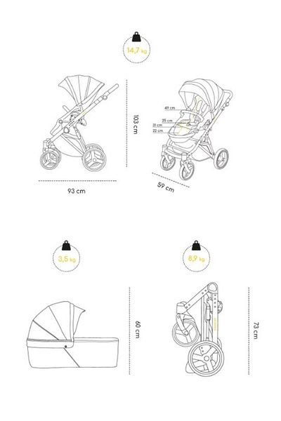 OEM Carucior 2 in 1 Skiddou Oslo+, Onyx, Negru